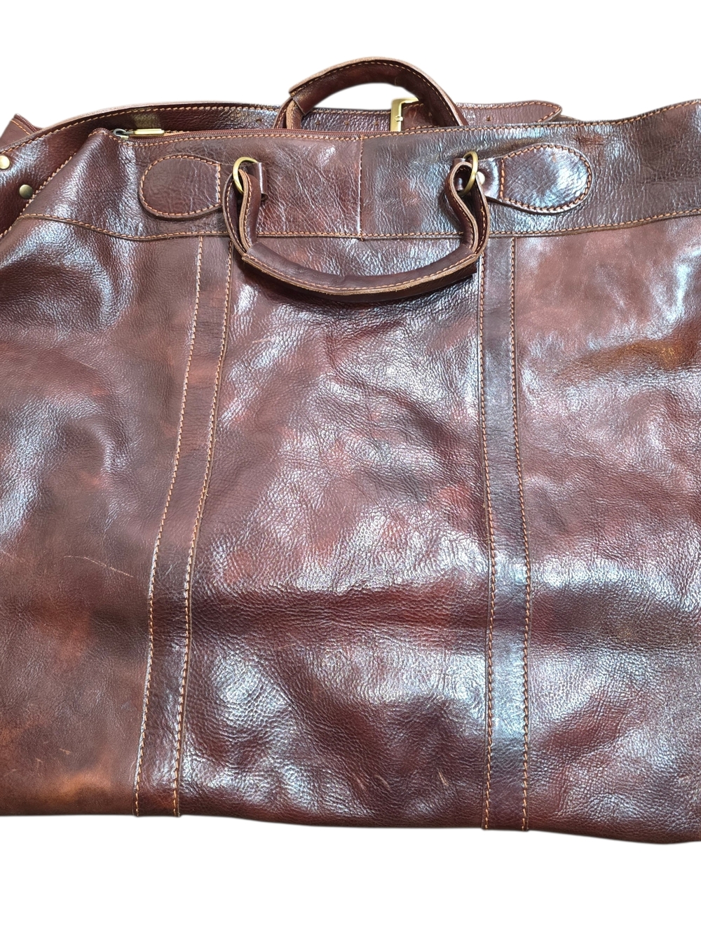 Italian Leather Duffle Bag Vero Cuoio Lavorazione Artigianale Weekender - Picture 2 of 9